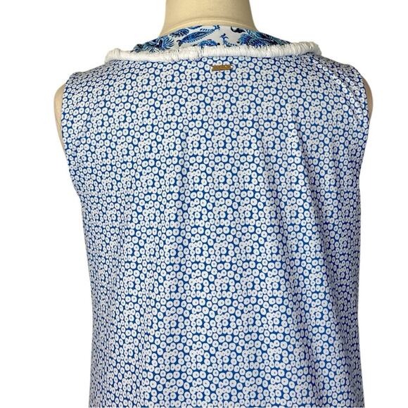 Cabana Life Shirt Dress V-neck Sleeveless Blue White Floral Women’s Plus Size 1X - Picture 10 of 12